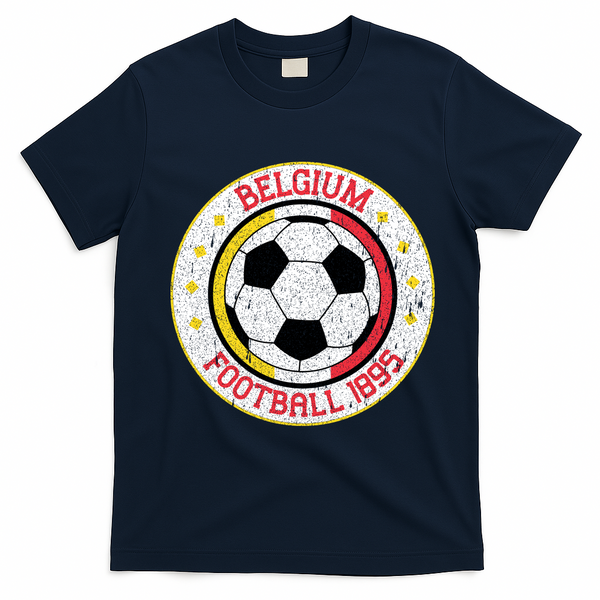 Vintage Belgium Football 1895 Soccer T-Shirt - Navy Blue