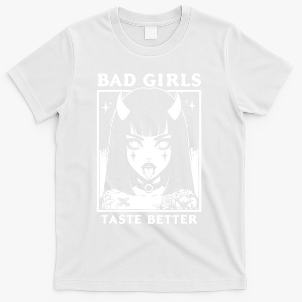 Vintage Bad Girl Taste Better Tattoos Lovers T-Shirt - White