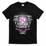 Genuine Aged 50 Years Vintage Chick 50th Birthday T-Shirt - Black