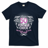 Genuine Aged 50 Years Vintage Chick 50th Birthday T-Shirt - Navy