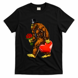 Valentines Day Bigfoot Sasquatch Lover T-Shirt - Black