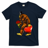Valentines Day Bigfoot Sasquatch Lover T-Shirt - Navy Blue