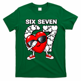 Valentines Day Hearts Dabbing Six Seven 67 Meme T-Shirt - Irish Green