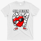 Valentines Day Hearts Dabbing Six Seven 67 Meme T-Shirt - White