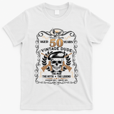 Vintage Dude Aged 50 Years Man Myth Legend 50th Birthday T-Shirt - White