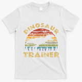 Vintage Dinosaur Trainer Halloween Costume Retro Sunset Dino T-Shirt - White