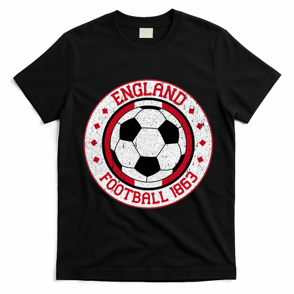 Vintage England Football 1863 Soccer Apparel T-Shirt - Black