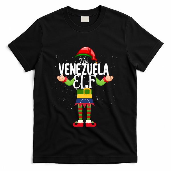 Venezuela Elf Matching Proud Patriotic Group Christmas Party Funny Gift T-Shirt - Black
