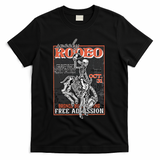 Vintage Funny Western Skeleton Halloween Cowboy Spooky Rodeo T-Shirt - Black