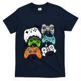Video Game Halloween Skeleton Zombie Gaming Controllers Gift T-Shirt - Navy