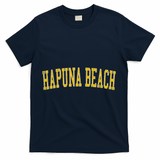 Vintage Hapuna Beach Distressed Gold Varsity Style T-Shirt - Navy