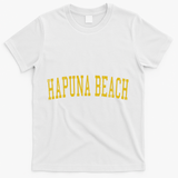 Vintage Hapuna Beach Distressed Gold Varsity Style T-Shirt - White