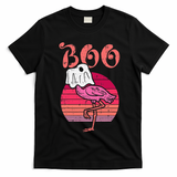 Vintage Halloween Flamingo Ghost Sunset Print T-Shirt - Black