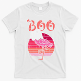 Vintage Halloween Flamingo Ghost Sunset Print T-Shirt - White