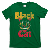 Vintage Halloween Retro Black Cat Retro Fireworks Women T-Shirt - Green