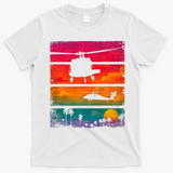 Vintage Helicopter Sunset Blackhawk T-Shirt - White