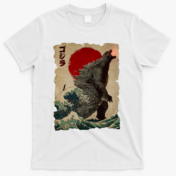 Vintage Japanese Monster Great Wave Poster T-Shirt - White