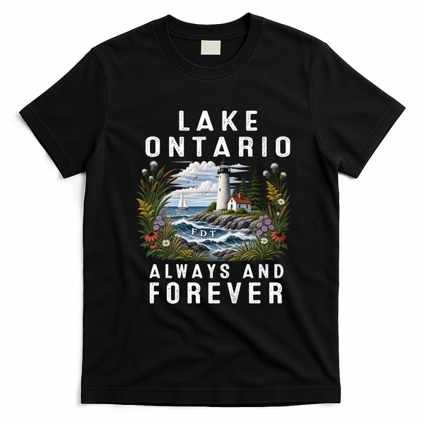 Vintage Lake Ontario Always And Forever T-Shirt - Black
