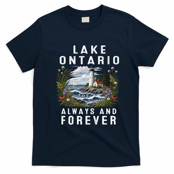 Vintage Lake Ontario Always And Forever T-Shirt - Navy Blue
