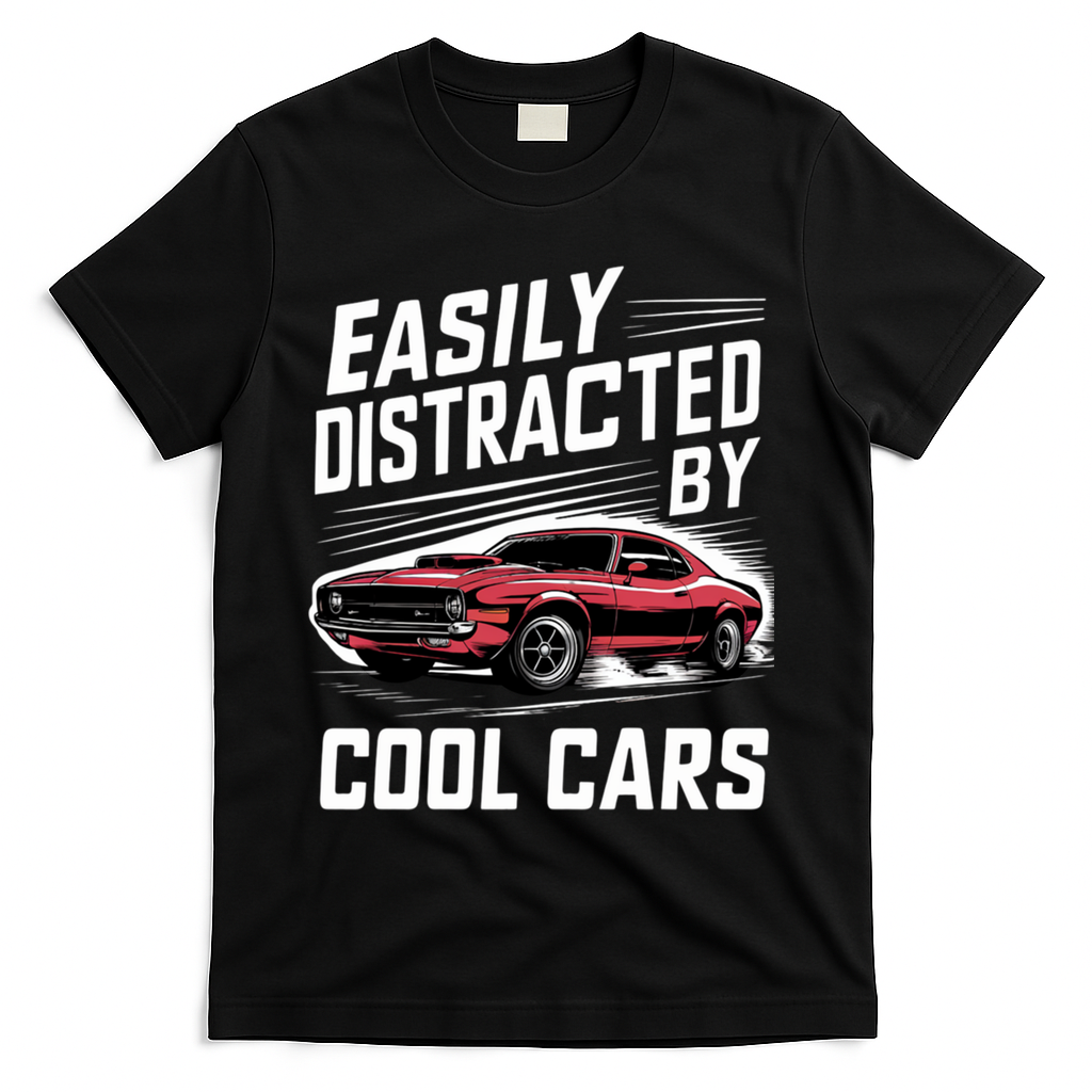 Vintage Muscle Car Easily Distracted By Cool Cars Great Gift T-Shirt - Black
