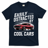 Vintage Muscle Car Easily Distracted By Cool Cars Great Gift T-Shirt - Navy
