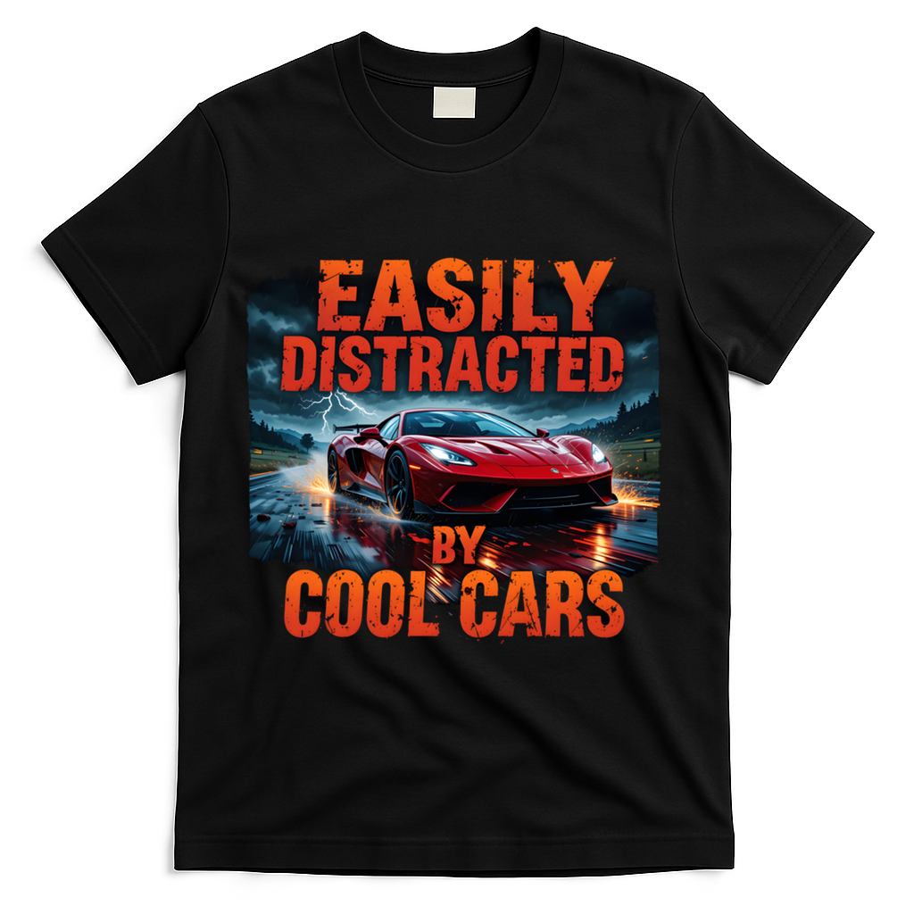 Vintage Muscle Car Easily Distracted By Cool Cars  Gift T-Shirt - Black