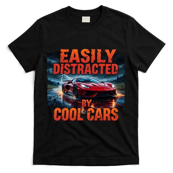 Vintage Muscle Car Easily Distracted By Cool Cars  Gift T-Shirt - Black