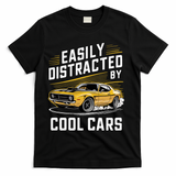 Vintage Muscle Car Easily Distracted By Cool Cars Cute Gift T-Shirt - Black