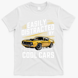 Vintage Muscle Car Easily Distracted By Cool Cars Cute Gift T-Shirt - White