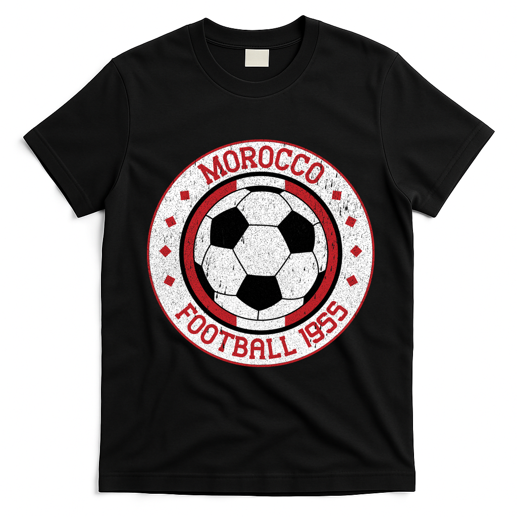 Vintage Morocco Football 1955 Soccer T-Shirt - Black