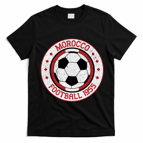 Vintage Morocco Football 1955 Soccer T-Shirt - Black