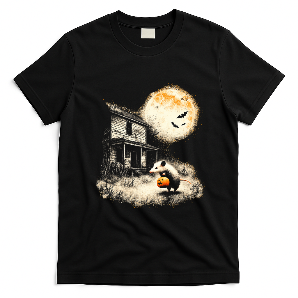 Vintage Opossum Halloween T-Shirt - Black