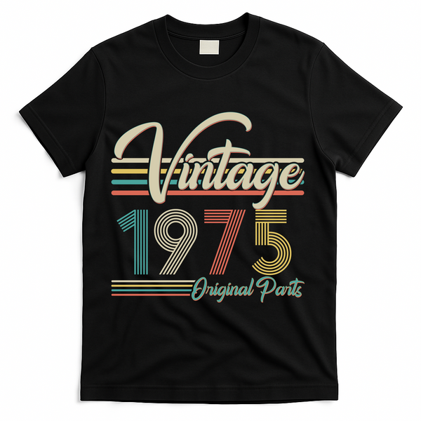 Vintage Original Parts 1975 50th Birthday T-Shirt - Black