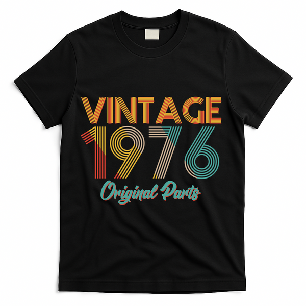 Vintage Original Parts Birthday 1976 50th Birthday T-Shirt - Black