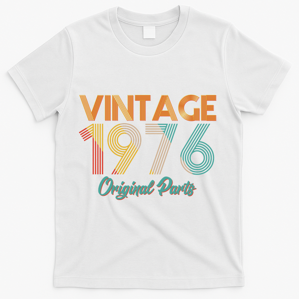 Vintage Original Parts Birthday 1976 50th Birthday T-Shirt - White