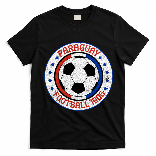 Vintage Paraguay Football 1906 Soccer Emblem T-Shirt - Black