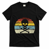Vintage Pirate Skull Crossbones Flag Retro Style Halloween T-Shirt - Black