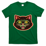 Vintage Retro Halloween Cat Face T-Shirt - Irish Green
