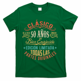 Vintage Style 50th Birthday With Phrase In Spanish T-Shirt - Green