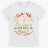 Vintage Style 50th Birthday With Phrase In Spanish T-Shirt - White