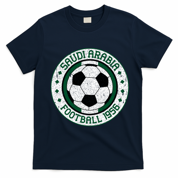Vintage Saudi Arabia Football Crest 1956 Soccer T-Shirt - Navy Blue
