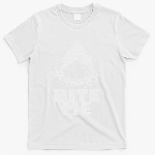Vintage Shark Bite Me Shark T-Shirt - White