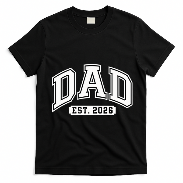 Varsity Sporty Dad Est 2026  T-Shirt - Black