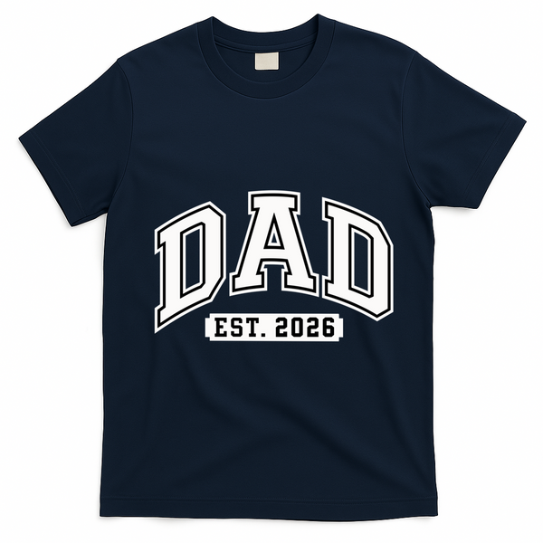 Varsity Sporty Dad Est 2026  T-Shirt - Navy Blue