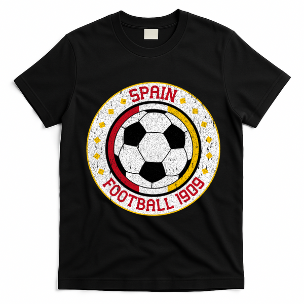 Vintage Spain Football 1909 Soccer Emblem T-Shirt - Black