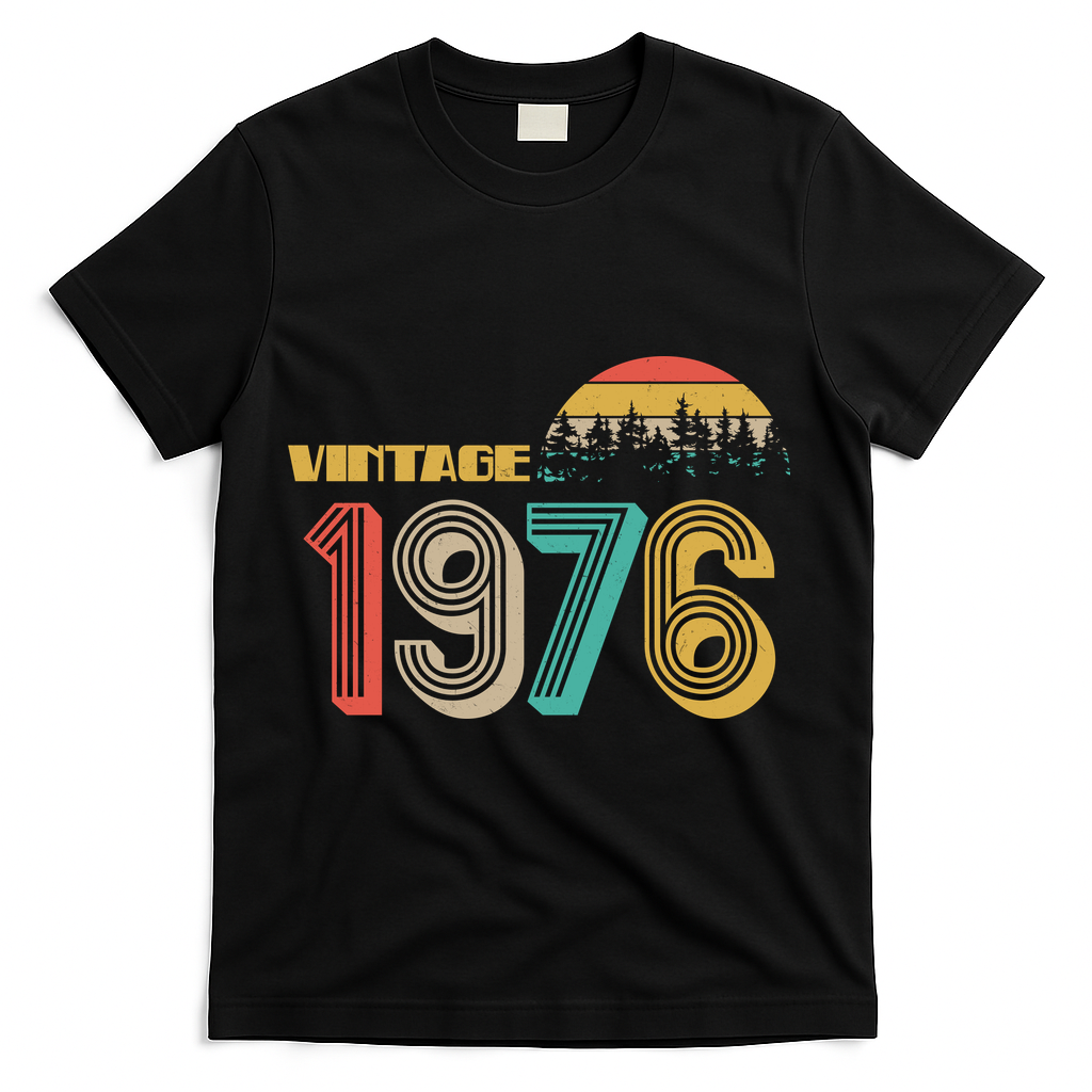 Vintage Sun Nature Wilderness 1976 50th Birthday T-Shirt - Black