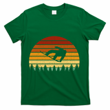Vintage Sunset Snowboarding Gift For Snowboarders  T-Shirt - Green