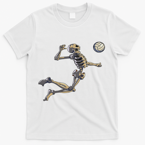 Volleyball Skeleton Women Volleyball Player Halloween T-Shirt - White