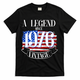Vintage USA Flag A Legend Since 1976 50th Birthday T-Shirt - Black