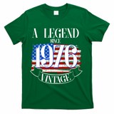 Vintage USA Flag A Legend Since 1976 50th Birthday T-Shirt - Green